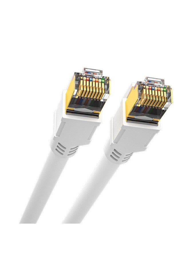 Class 8 Gigabit Network Cable Cat8 Network Cable Home Super Class 8 5G Network Pure Copper Shielded Computer Router Electric Competition-Color:Category Eight Lines White-Line Length:3 M - Image 1
